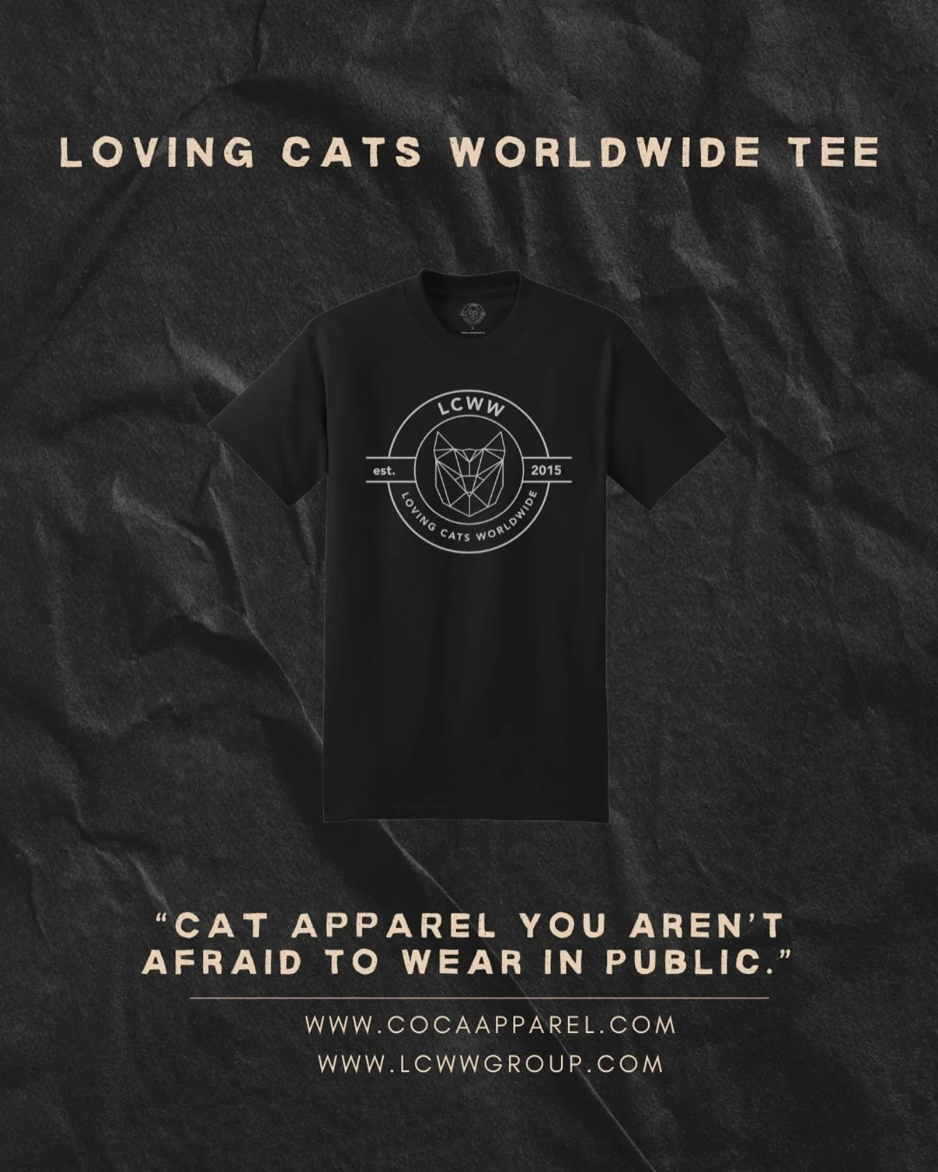 Gear up with our official Loving Cats Worldwide Tee!

🌍 Partnered with Loving Cats Worldwide

🎉 Perfect for cat people of all ages, trendsetters, and anyone who appreciates modern style!

👉 Shop now at www.cocaapparel.com
 📸 Tag us wearing your f