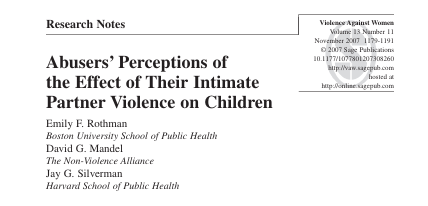 Abusers’ Perceptions of the Effect of Their Intimate Partner Violence on Children