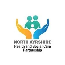 Logo of North Ayrshire Health and Social Care Partnership featuring stylized hands and people icons.