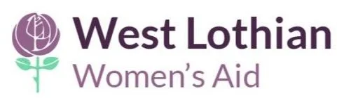 West Lothian Women's Aid logo with a purple rose icon.