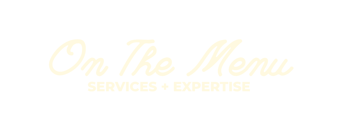 Logo for 'On The Menu' with the tagline 'Services + Expertise'