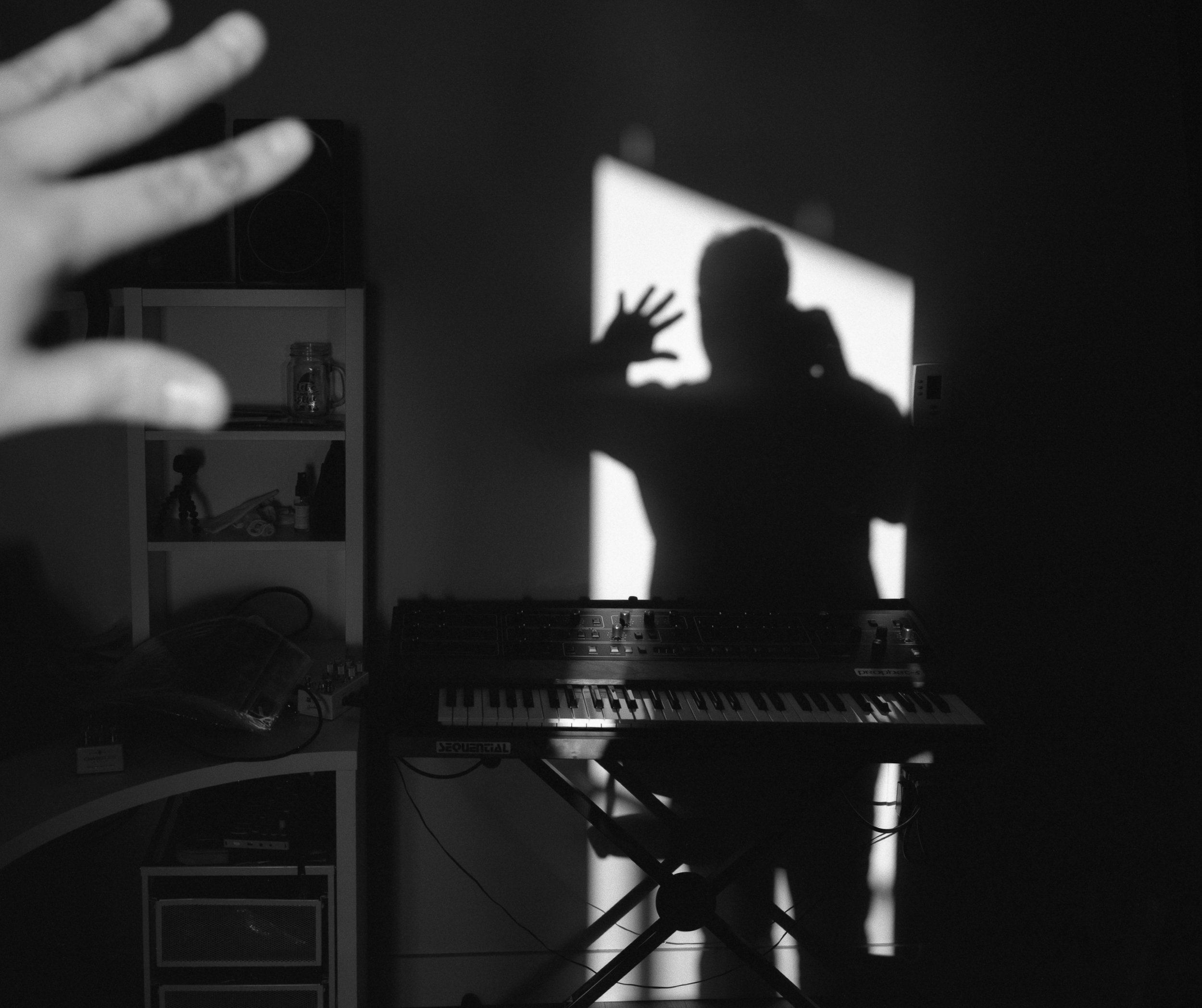 self portrait on black and white medium format film