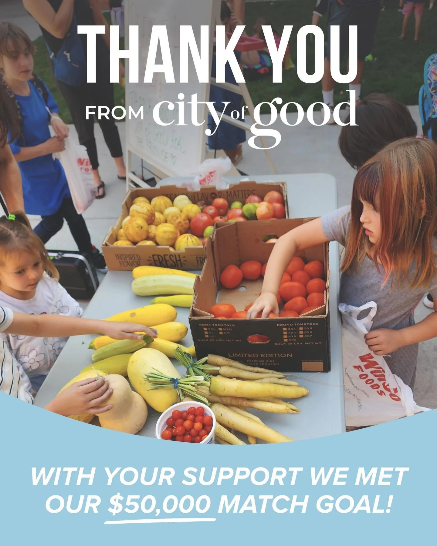 Thank you all for your support in 2025! With your help we were able to meet our $50,000 match donation goal. Each dollar helps us to continue building a sustainable food system and bring fresh, local food to all of our neighbors. We&rsquo;re only one