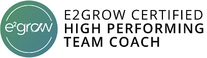 E2 Grow Certified High Performing Team Coach logo with a teal circle and white text