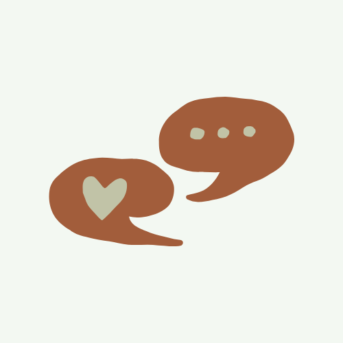 Two speech bubbles, one with a heart and the other with an ellipsis.