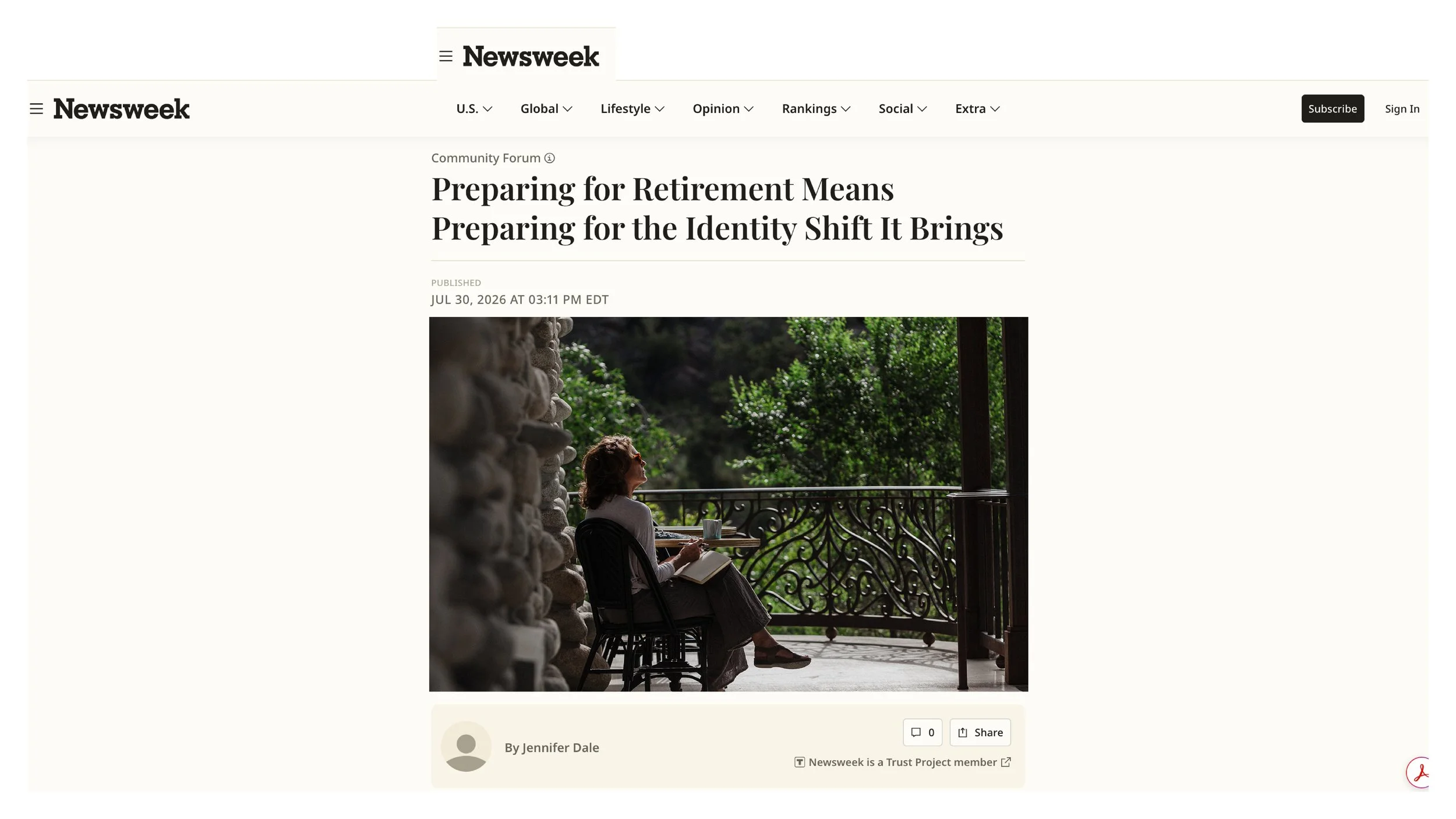 Newsweek Article Preparing for Retirement Means Preparing for the Identity Shift It Brings