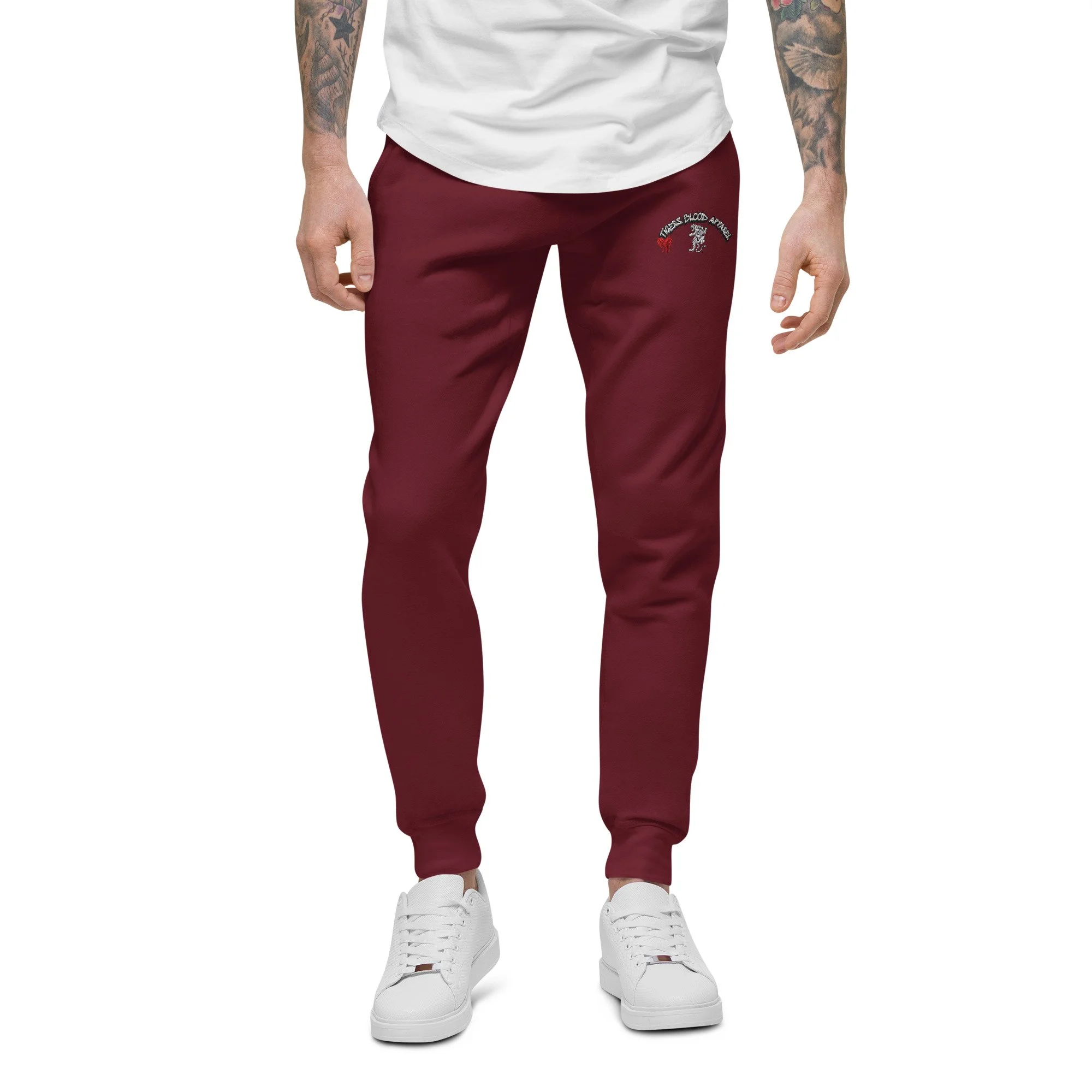 unisex-fleece-sweatpants-maroon-front-6953542e4ea96.jpg