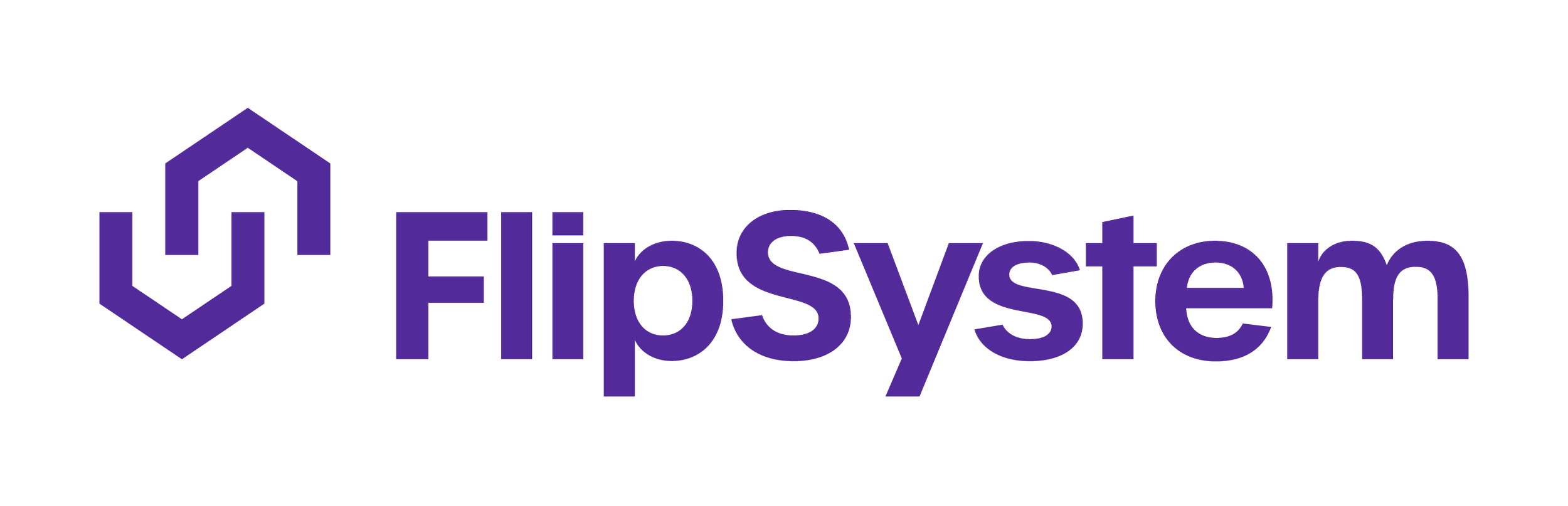 Flipsytem logo with purple geometric icon and text.