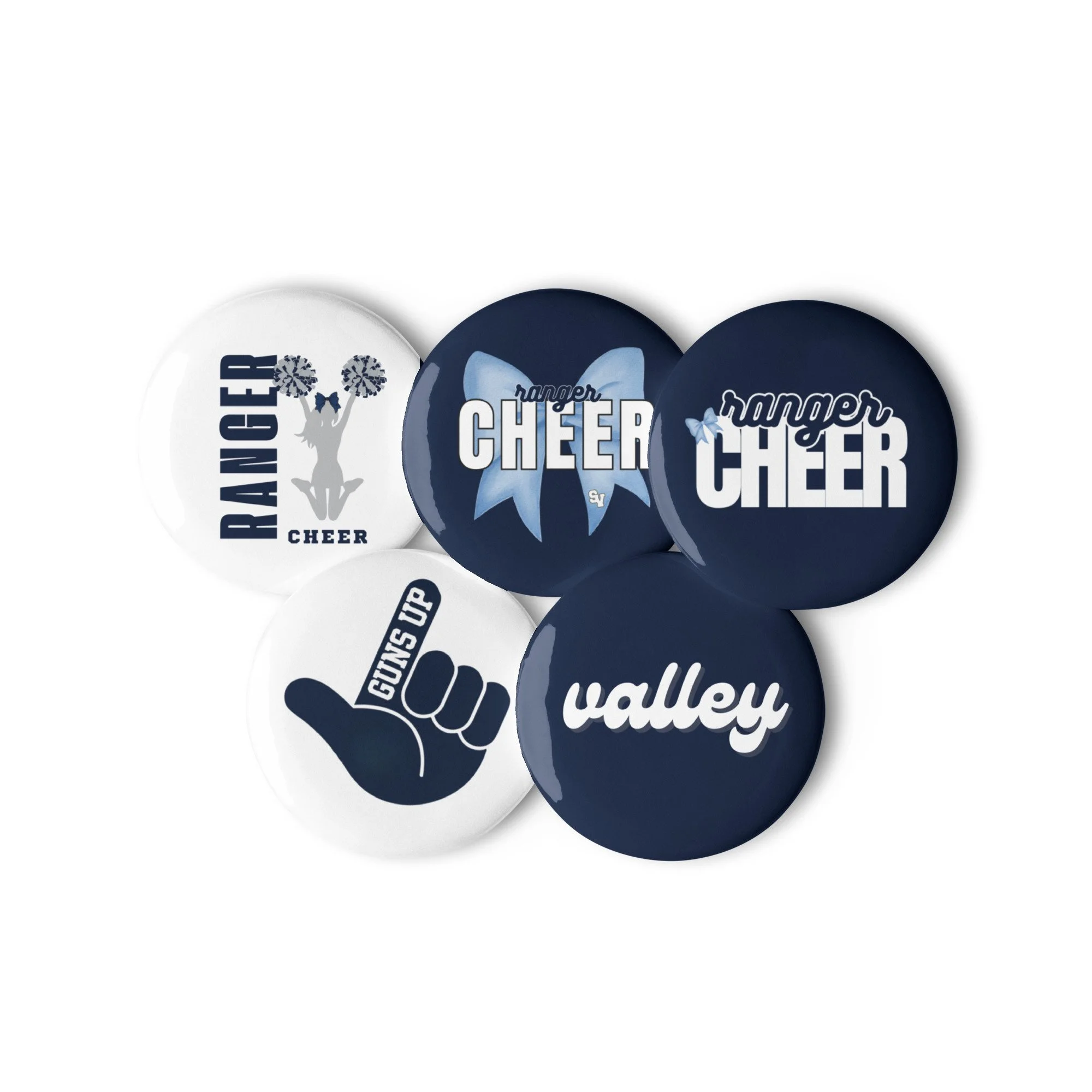 cheer set of pin buttons