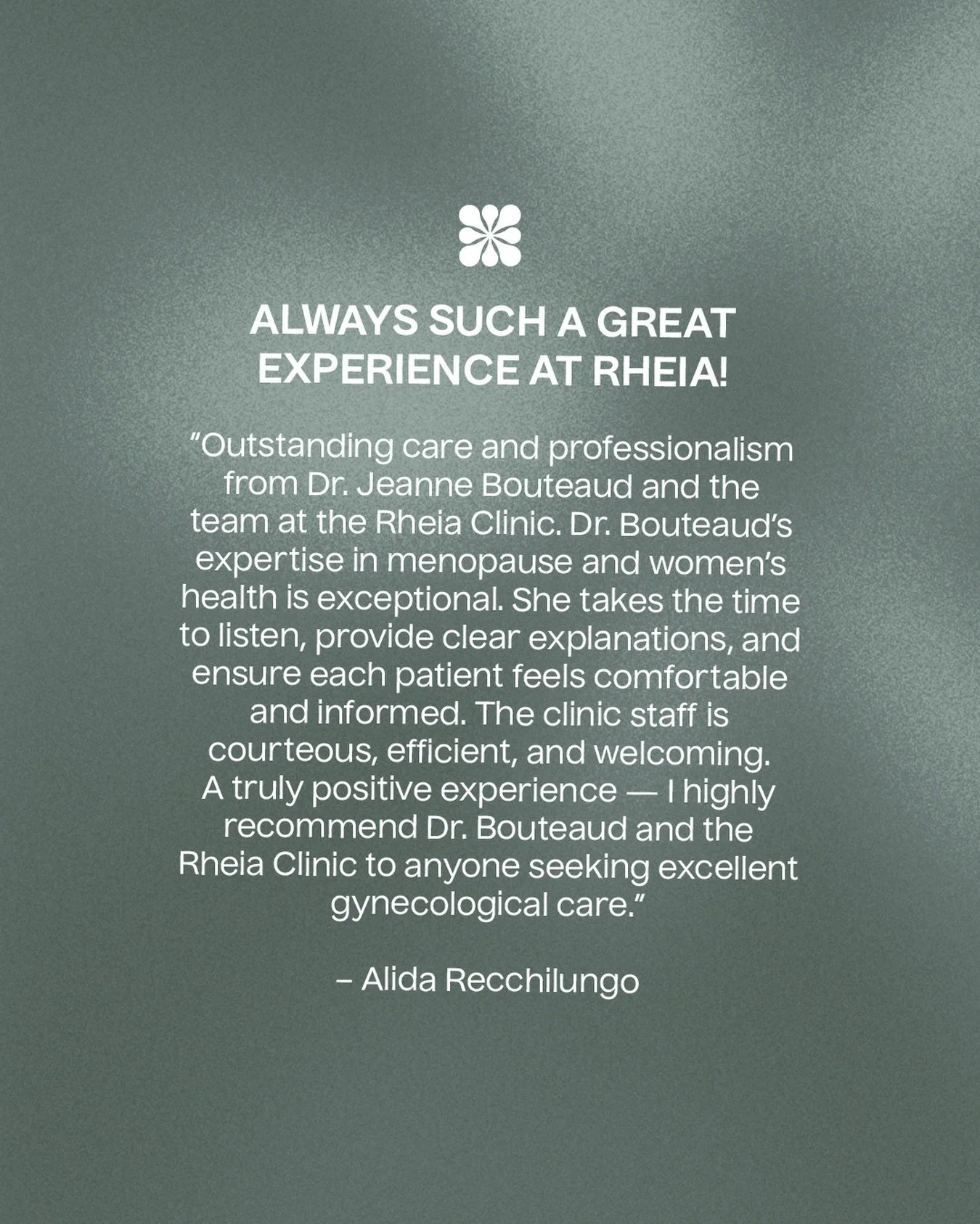 Always such a great experience at Rheia. 🤍 

Providing thoughtful, attentive care is at the heart of everything we do. 

Book your consultation at Rheia to experience it for yourself. 🩺 

. 

Toujours une excellente exp&eacute;rience chez Rheia. 🤍