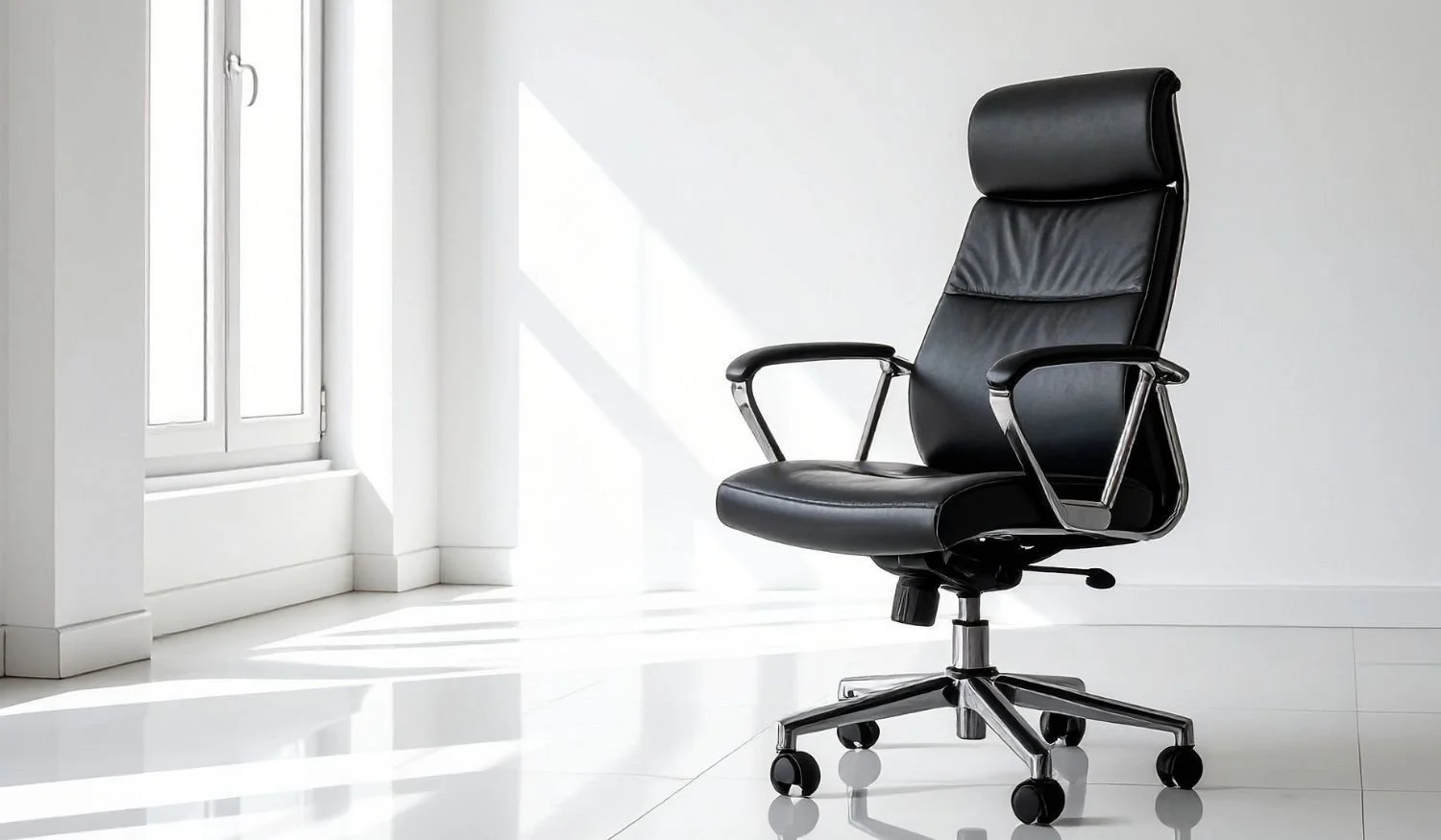Empty executive chair in a modern office symbolizing leadership transitions, succession planning, and leadership fit.