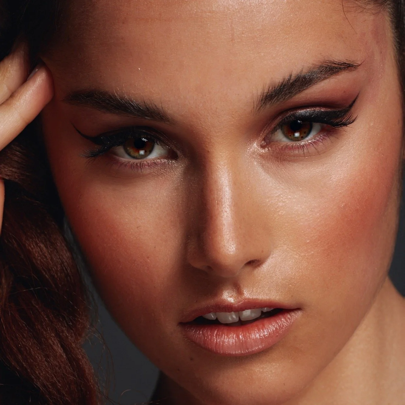 Dark dramatic editorial eye makeup created by Nikki Mahera 