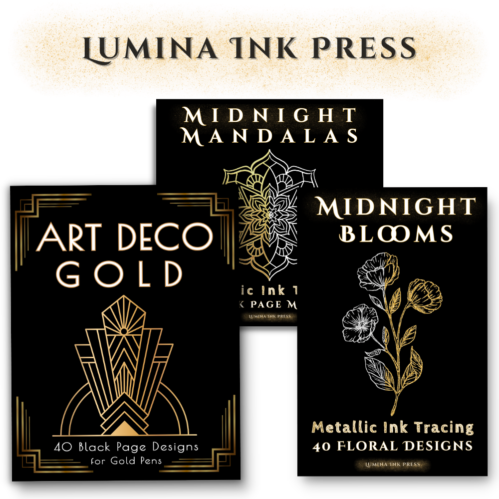 Striking black-page books designed for metallic pens, gel ink, and bold creative expression
