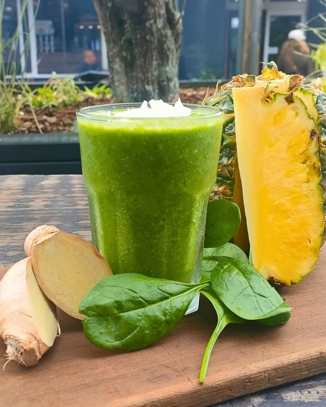 💚 Green Is Mean
You&rsquo;ve kept it on the hit list, so it&rsquo;s rolling right through summer. Pineapple, banana, ginger, chia, lemon, spinach, and coconut water.. bright, fresh, and just the right amount of kick.

It&rsquo;s the one that makes y
