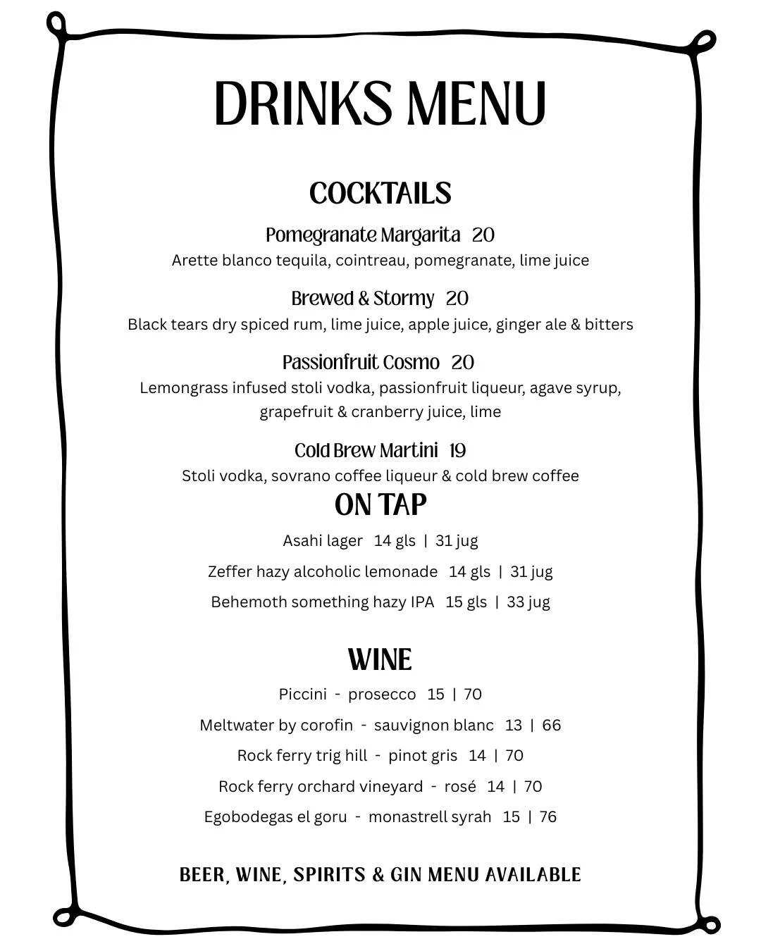 Our Food &amp; Drinks menu for Dumplings and Dub this Fri 16th /  5-10pm

All beer, wine, spirits, gin balloons, non-alcholic all availble on the night too

See you there!!