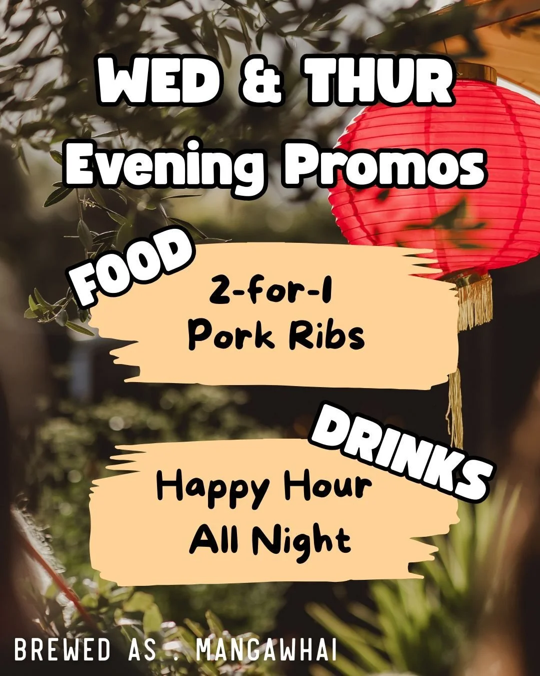 We&rsquo;re settling back into our mid-week rhythm.

Wednesday &amp; Thursday evening promos at Brewed
2-for-1 pork ribs and happy hour all night

We&rsquo;ve got plenty more in the works in the coming weeks.

Book your table brewedas.com