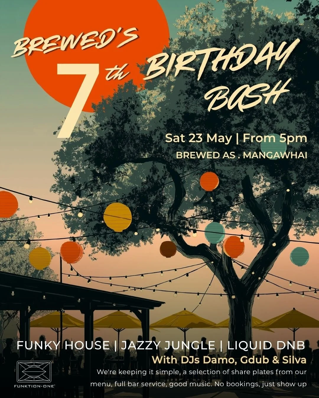 Two sleeps. That's it.
Saturday night at Brewed As is about to look very different. Seven years in and we're celebrating properly. 
DJs Damo, Gdub (by day he runs the caf&eacute;, by night&hellip; this) &amp; Silva bringing Funky House, Jazzy Jungle 