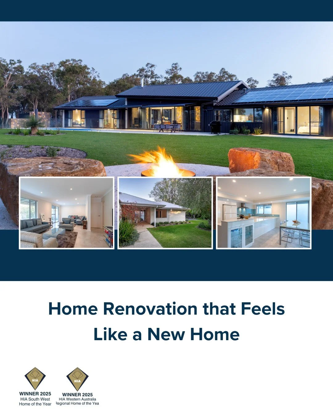 A full renovation can completely change how a home feels.

This single-level home in Dunsborough was reworked inside and out transforming a dated brick exterior into a lighter, more considered coastal space.

A softer palette of blues, greys and whit