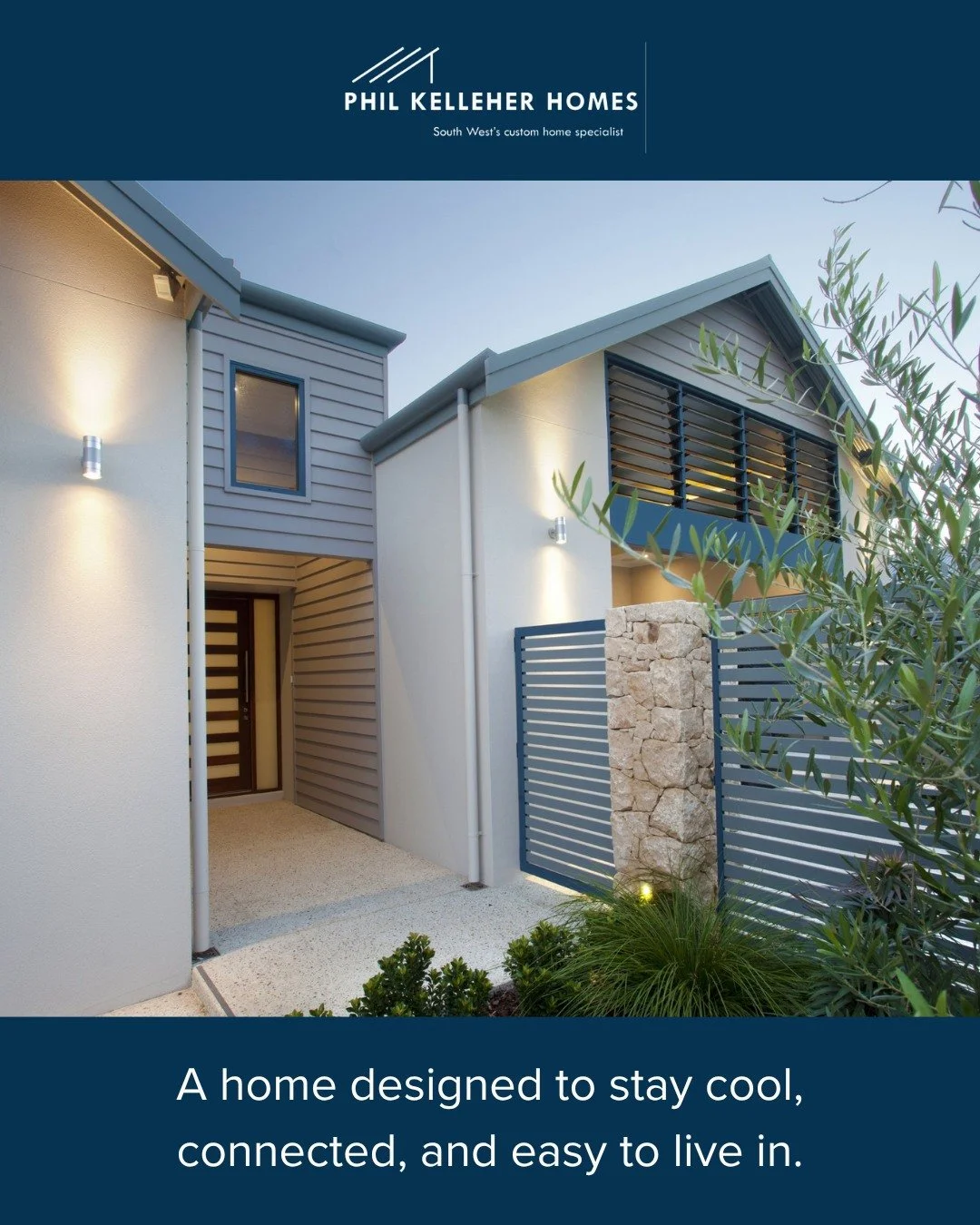 Set in Dunsborough, this home is designed for everyday coastal living.
The plan is open and practical, with large-format tiles through the main areas for durability and easy maintenance. Spaces connect easily, supporting how families move through the