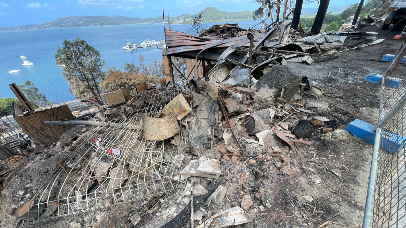 The remains of a friable asbestos impacted house following a bushfire