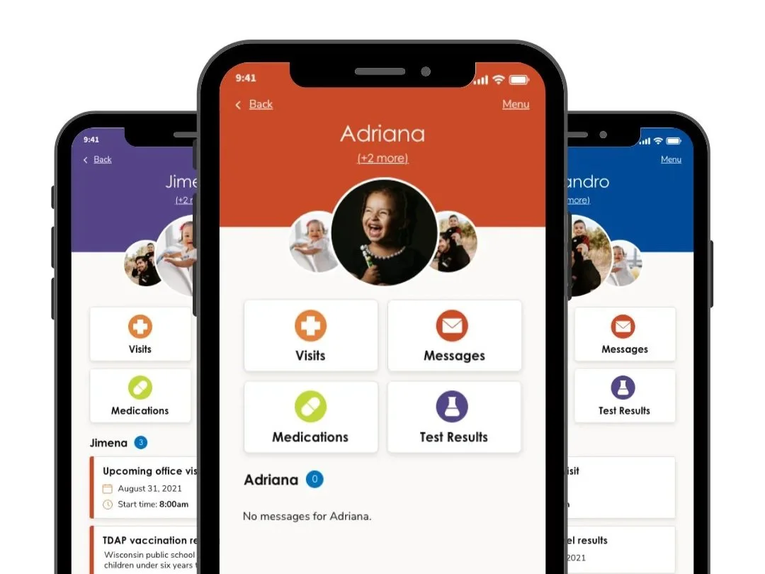 Mockup of patient mobile app