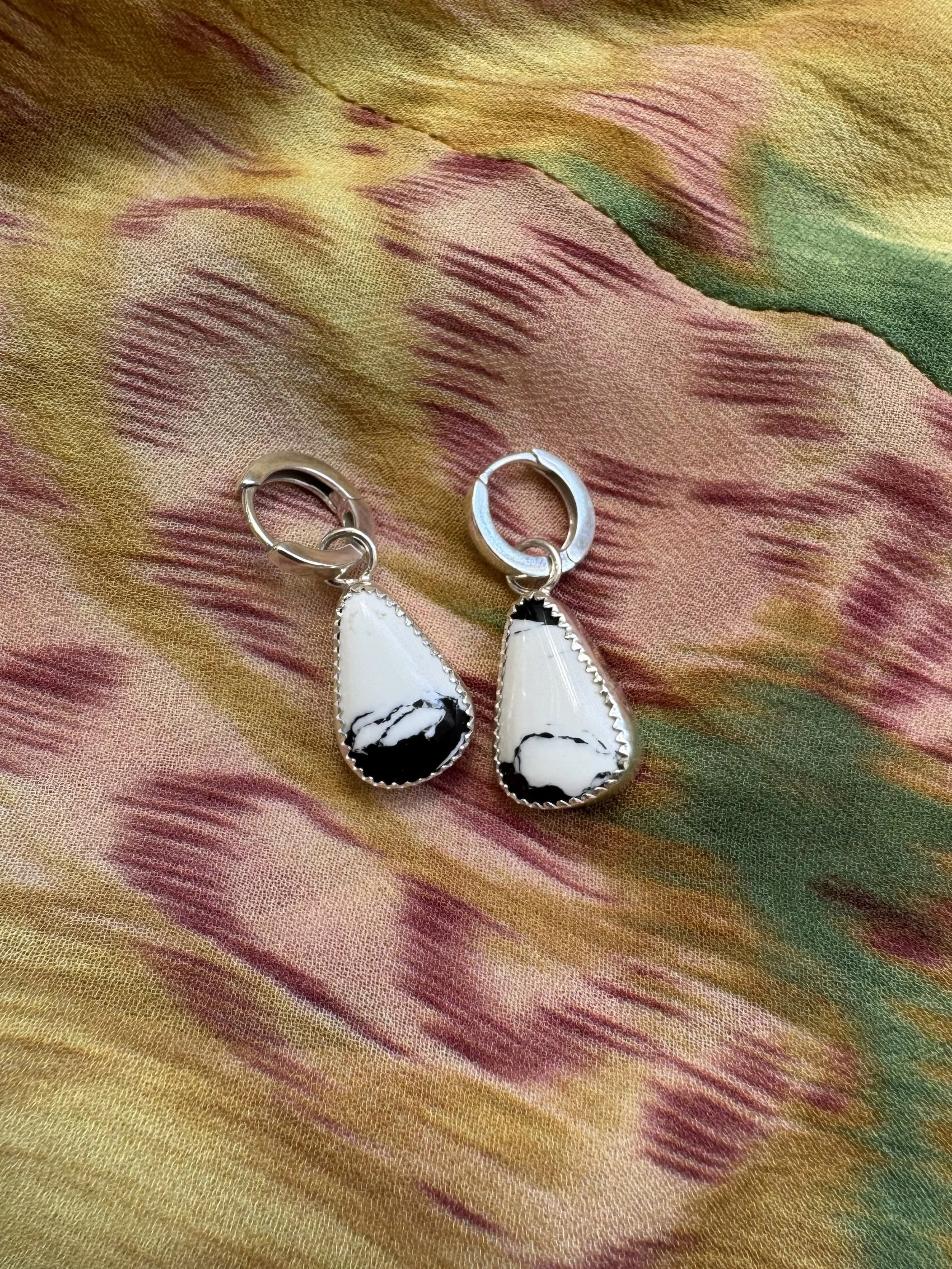 White Buffalo Huggie Earrings