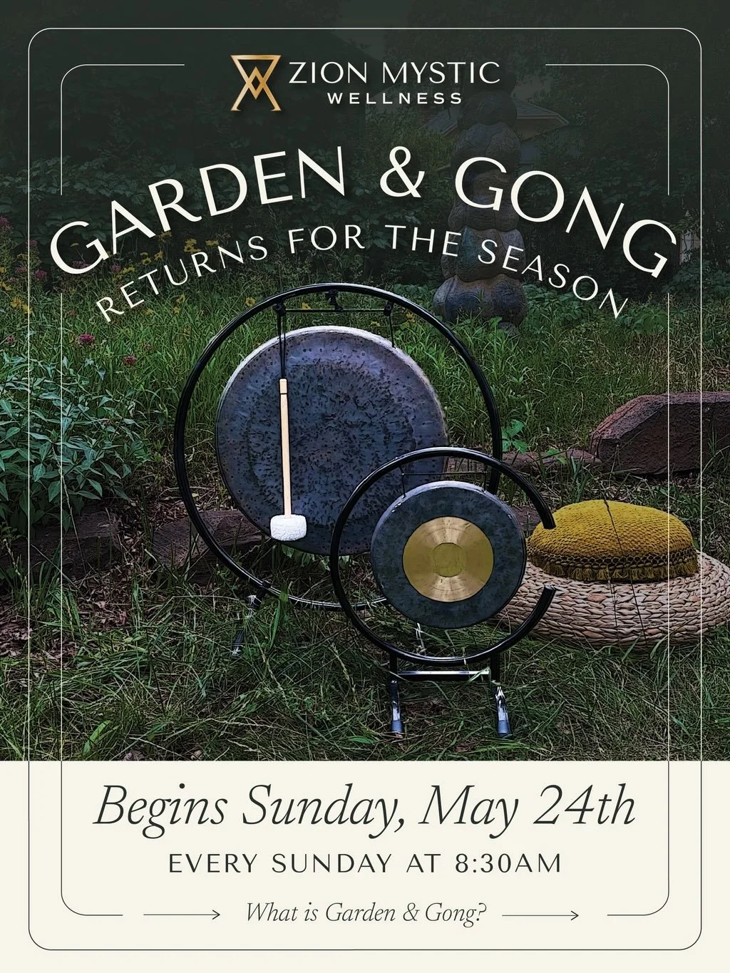 Garden &amp; Gong returns this season, inviting you into a slower, more intentional Sunday morning at Zion Mystic Wellness.

We begin with guided grounding practice to ground your energy and awaken your senses, followed by mindful, hands-on gardening