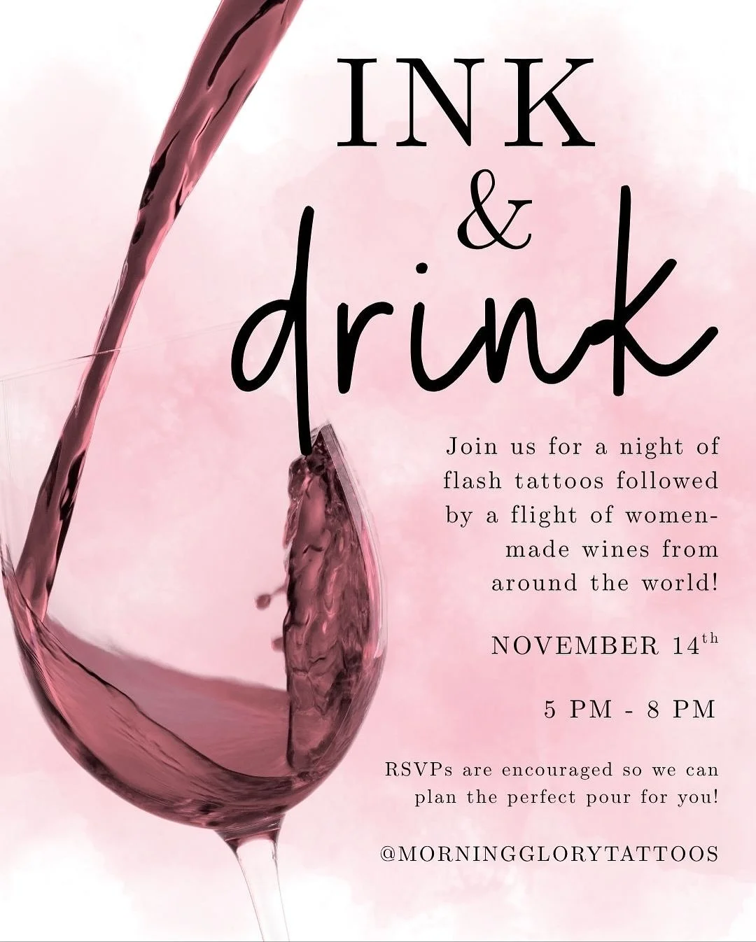 We&rsquo;re mixing art, wine, and good vibes for a night you won&rsquo;t want to miss! 🍷💉

Join us on November 14th from 5&ndash;8 PM for a flash tattoo event paired with a tasting flight of women-made wines from around the world, led by the amazin