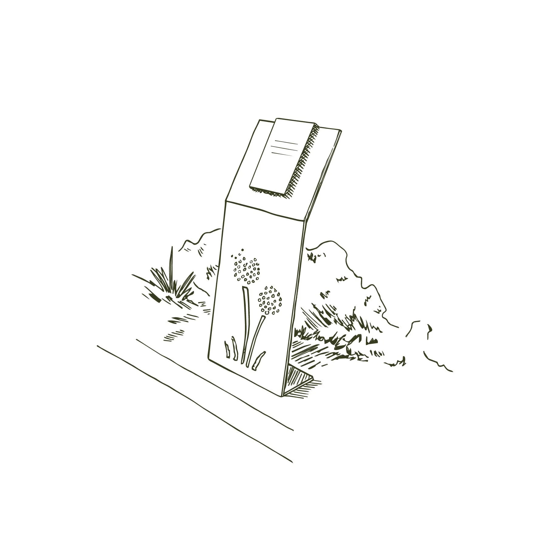 Lawn grave with steel base and plaque  (directional available)