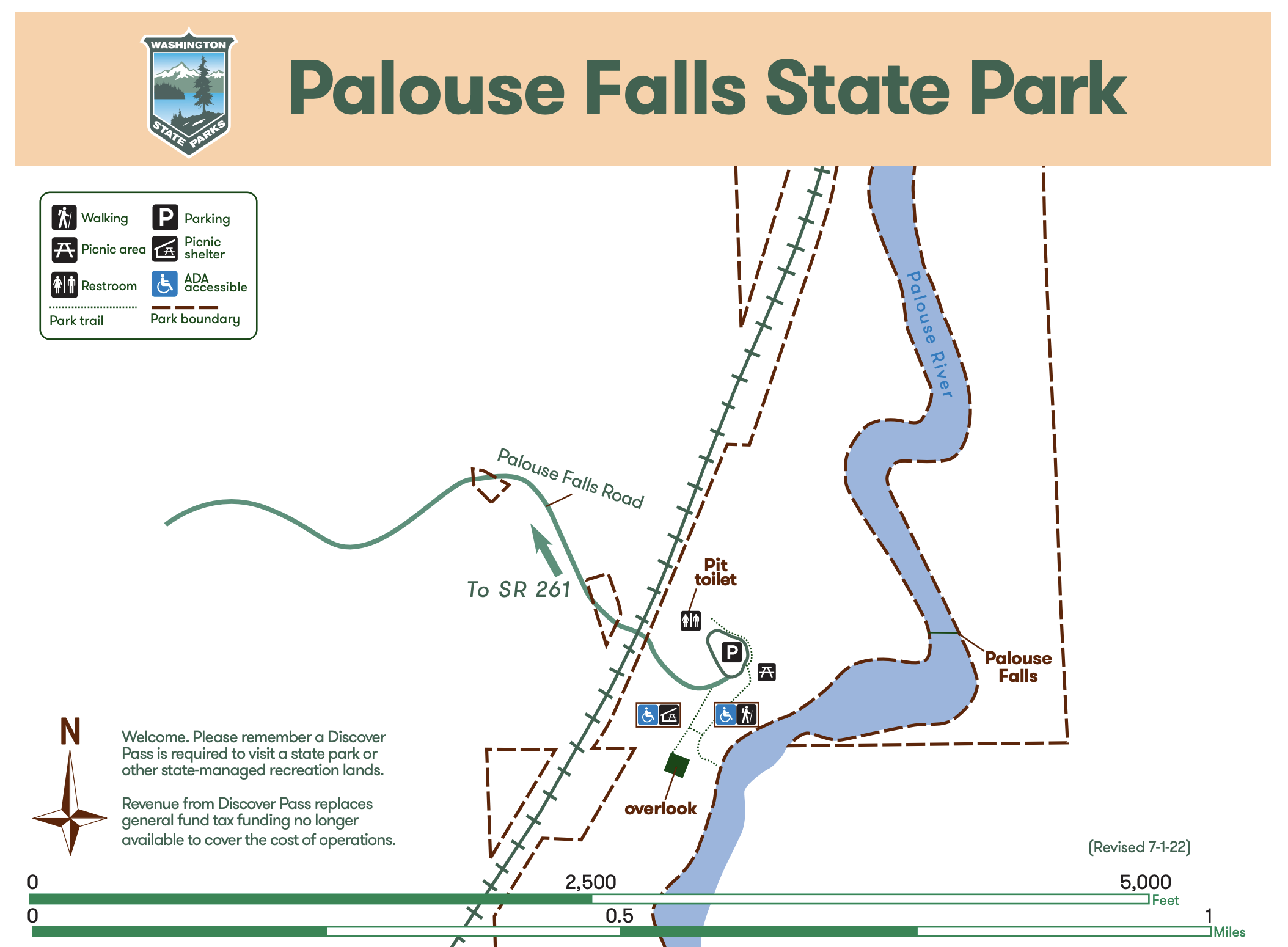 A map of Palouse Falls State Park
