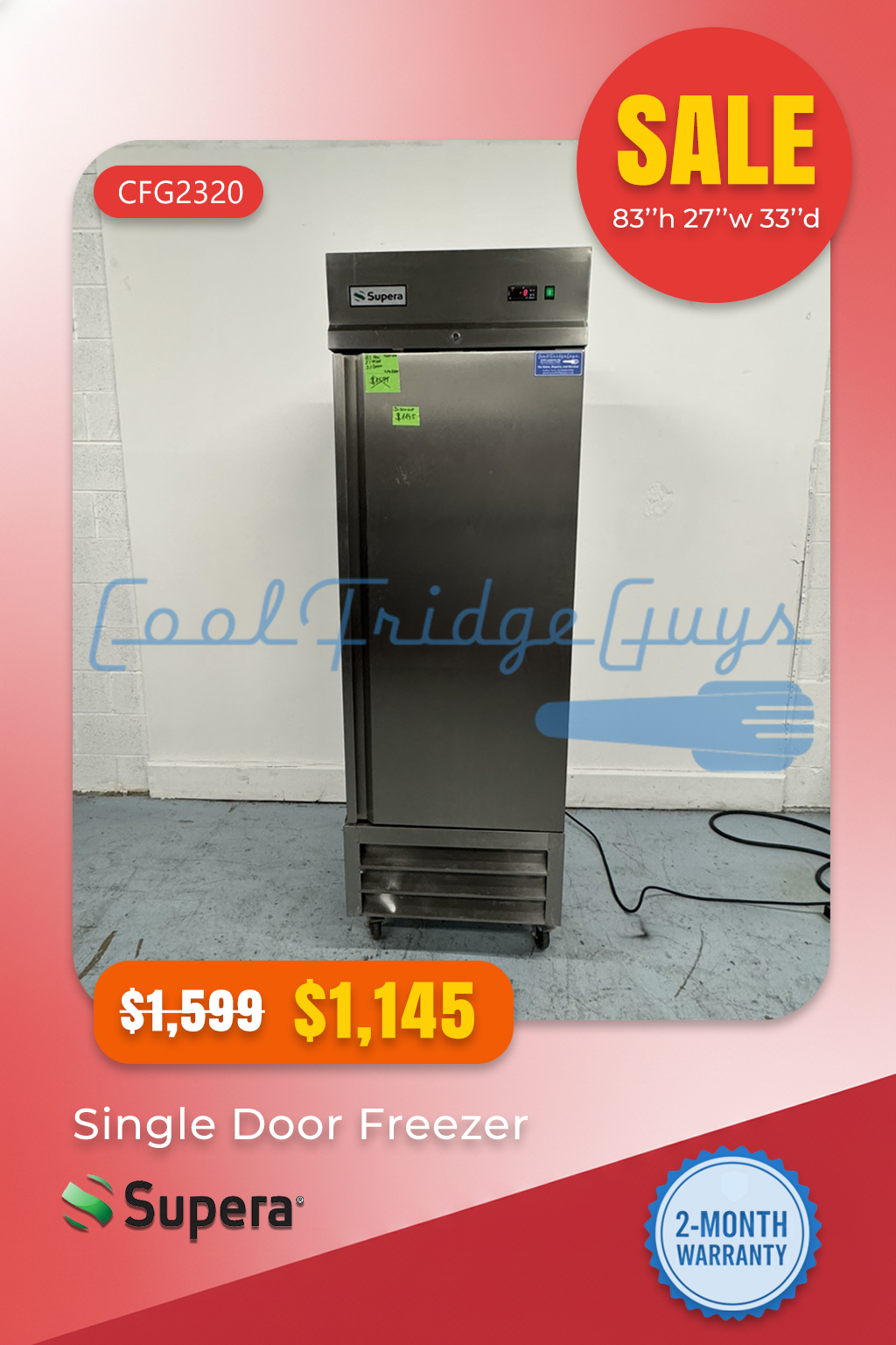 Supera Single Door Stainless Steel Freezer