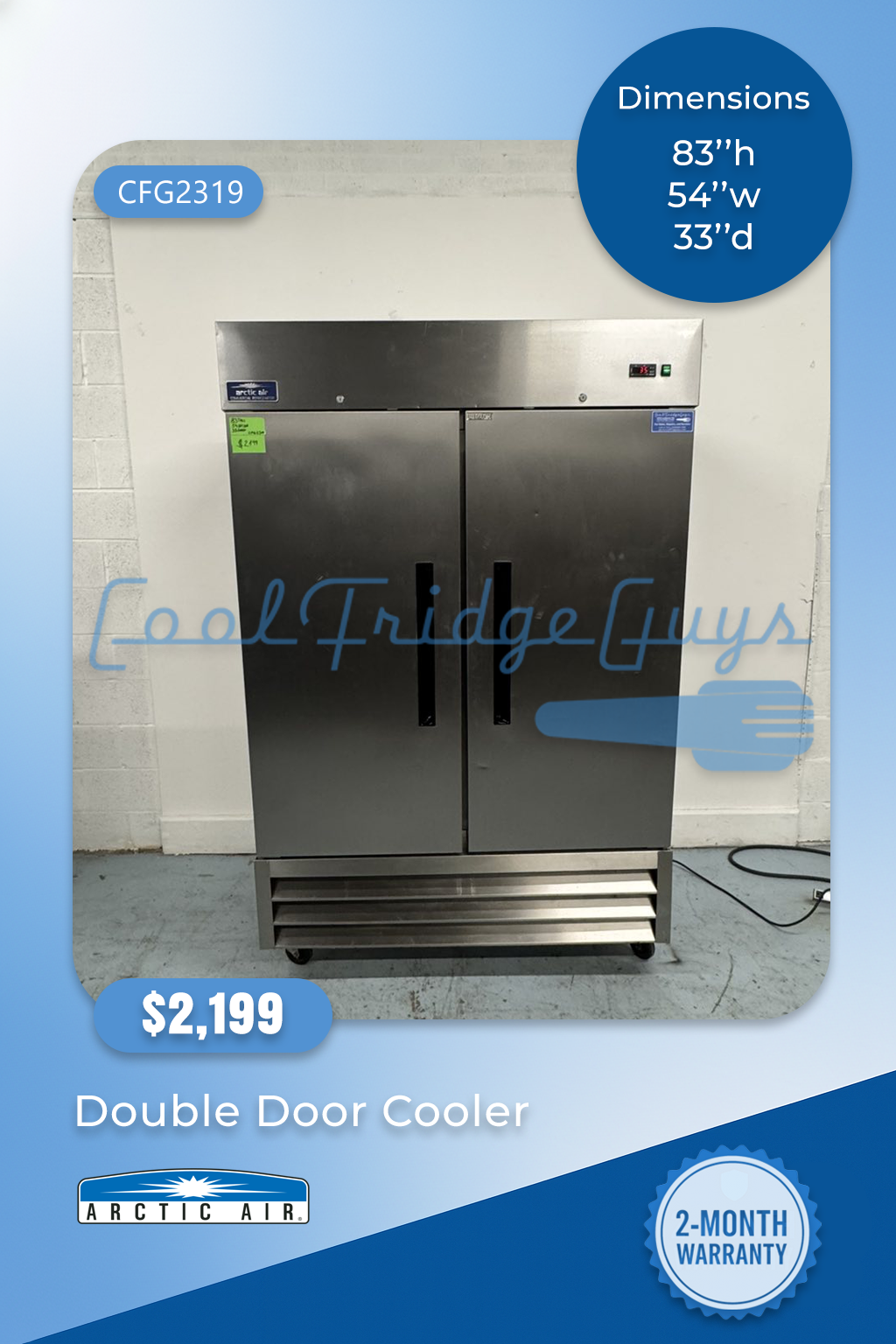 Arctic Air Stainless Steel Double Door Cooler