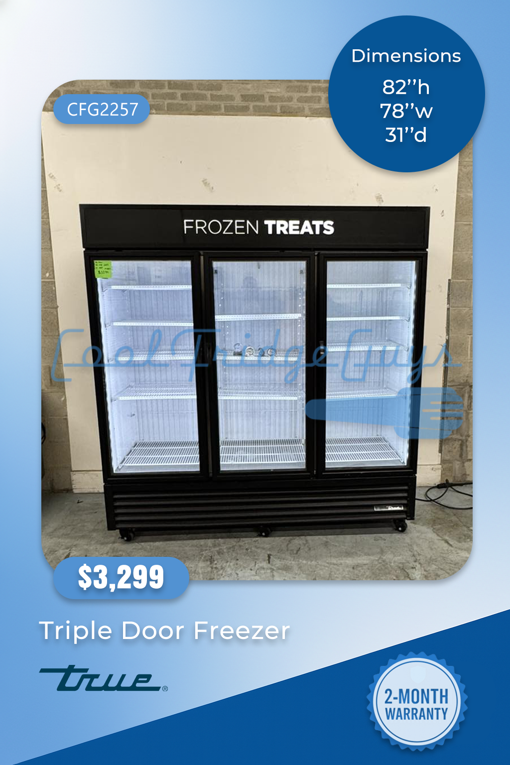 True Triple Door Merchandising Freezer