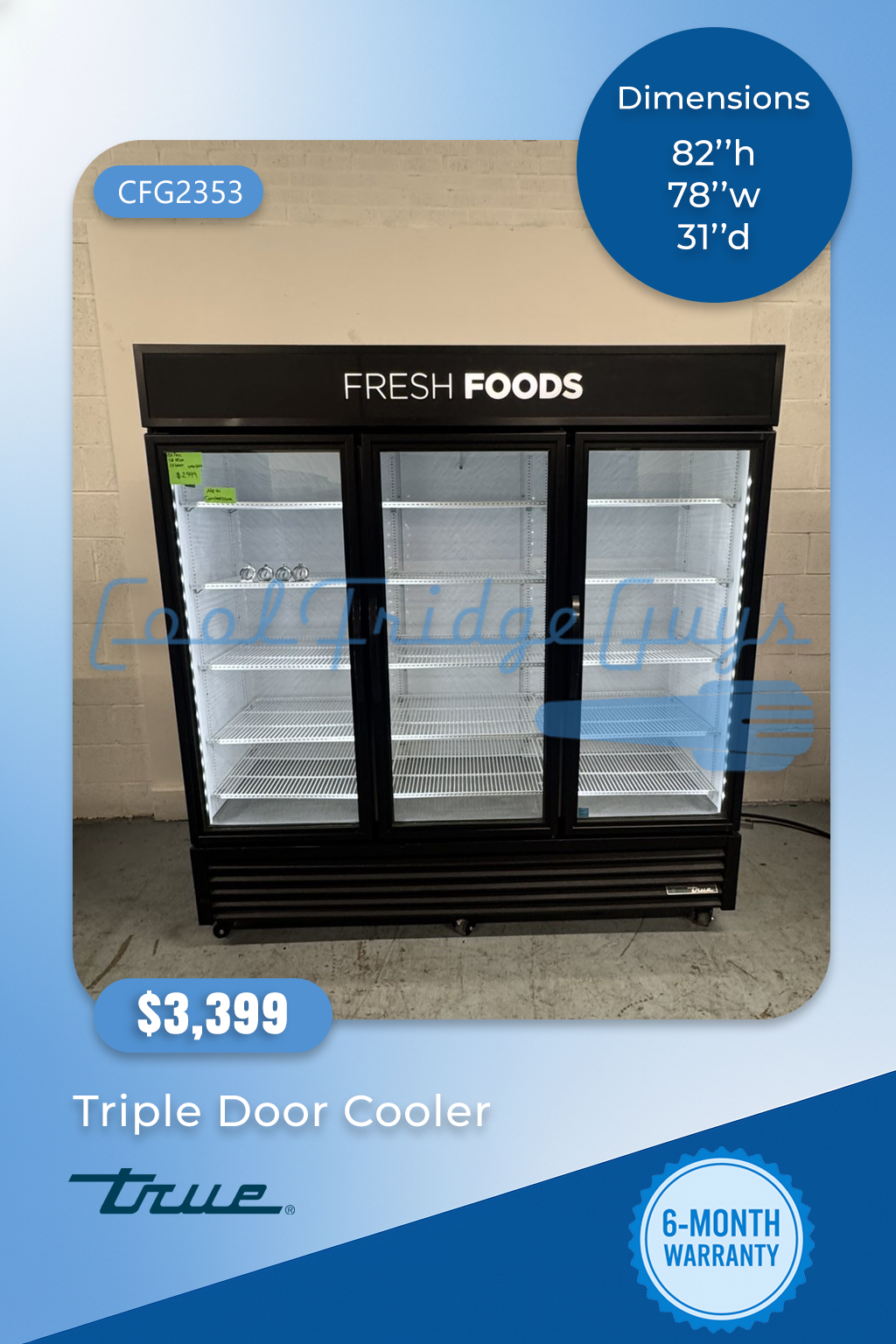 True Triple Door Cooler - New Compressor