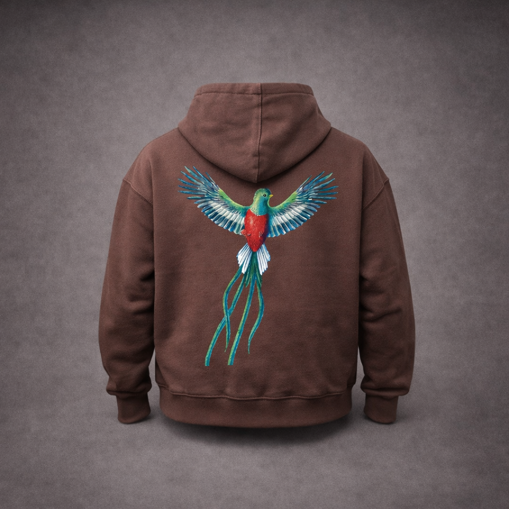 "Raíces Maya/ Quetzal" Crop Zip Hoodie & Sweatpants: Chocolate Brown (Set)