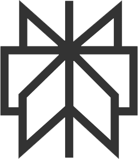 A black geometric pattern with intersecting lines forming star-like shapes.