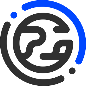 Abstract circular graphic with blue and black elements
