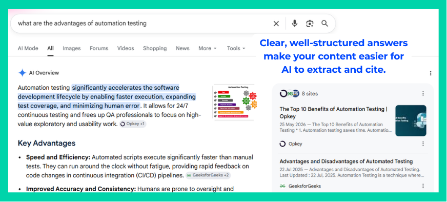 direct answers for AI visibility