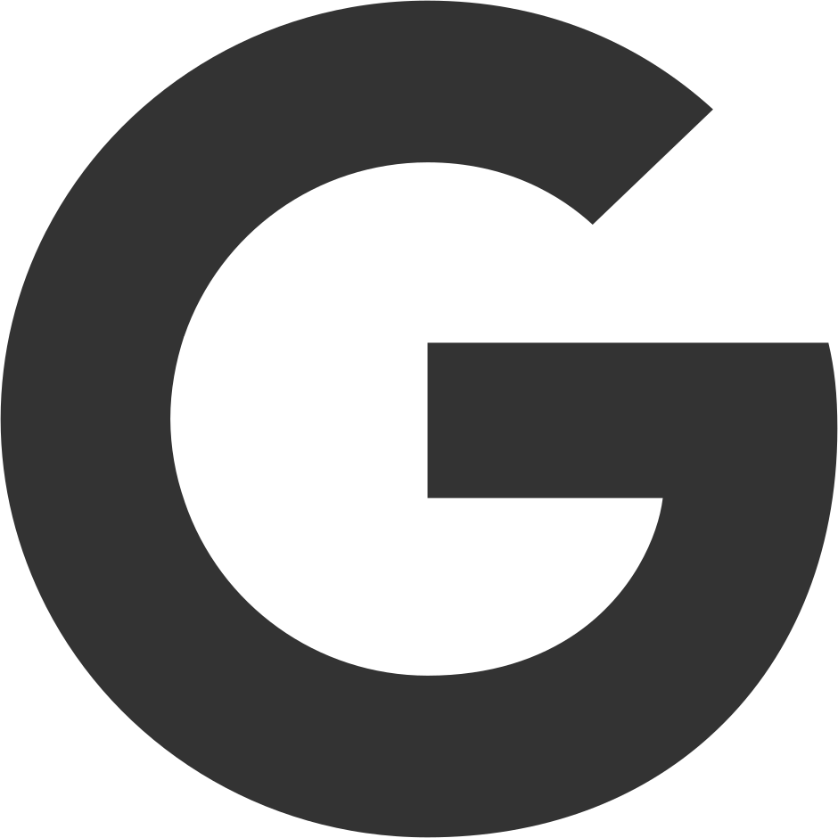 A black and gray Google logo consisting of a letter G with a segmented circle around it.