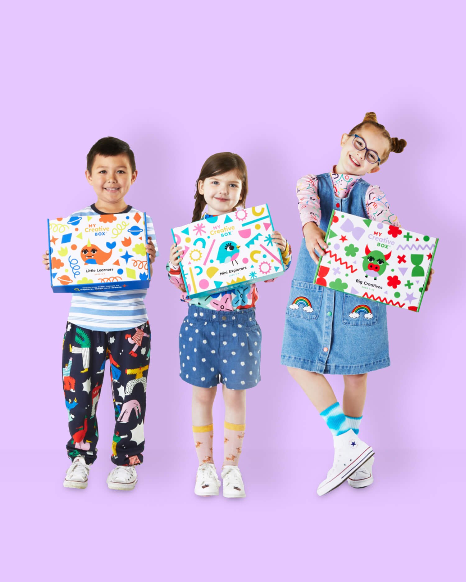 Children's activity box packaging with kids