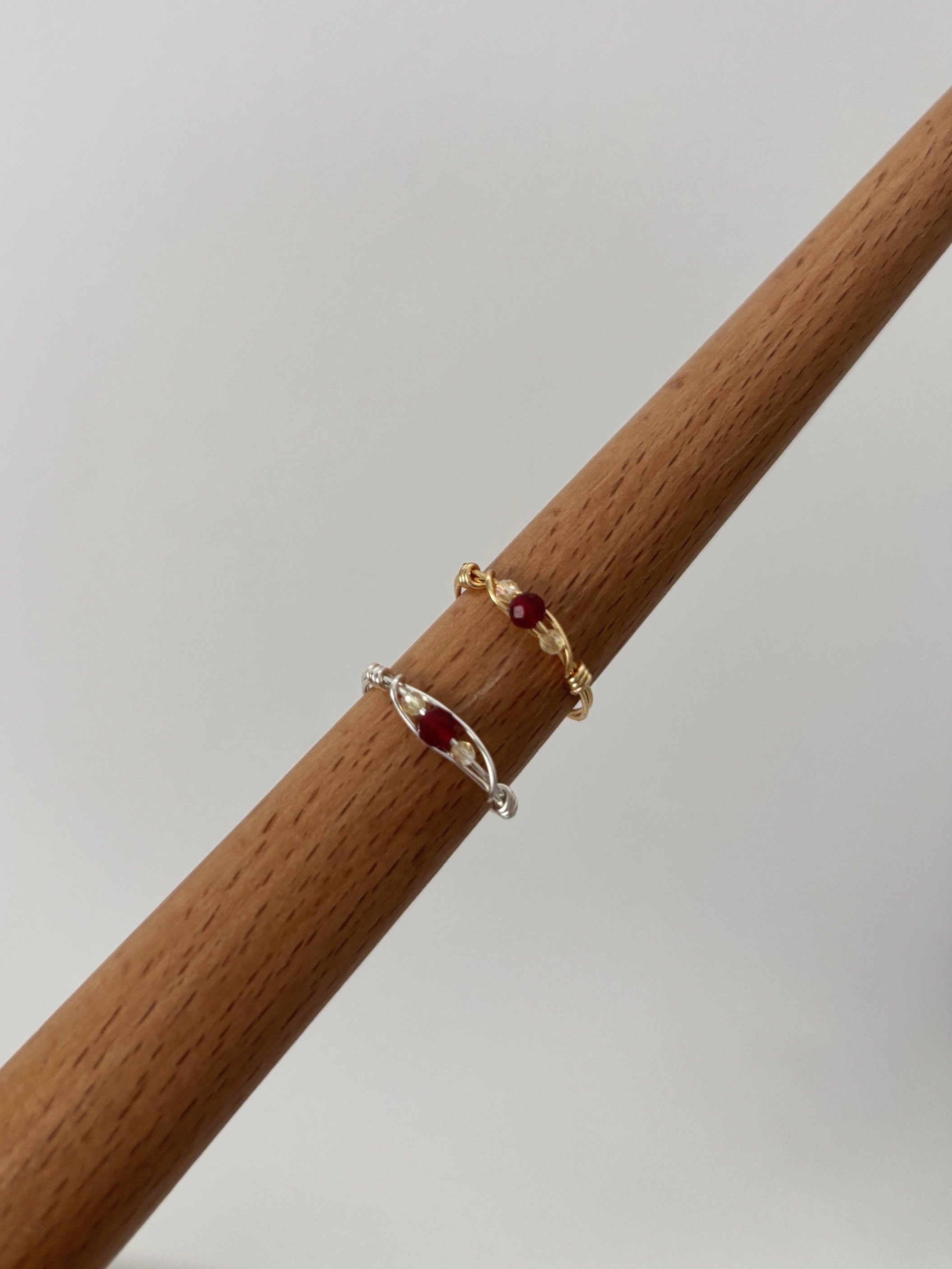 Dainty ruby ring, silver and gold available