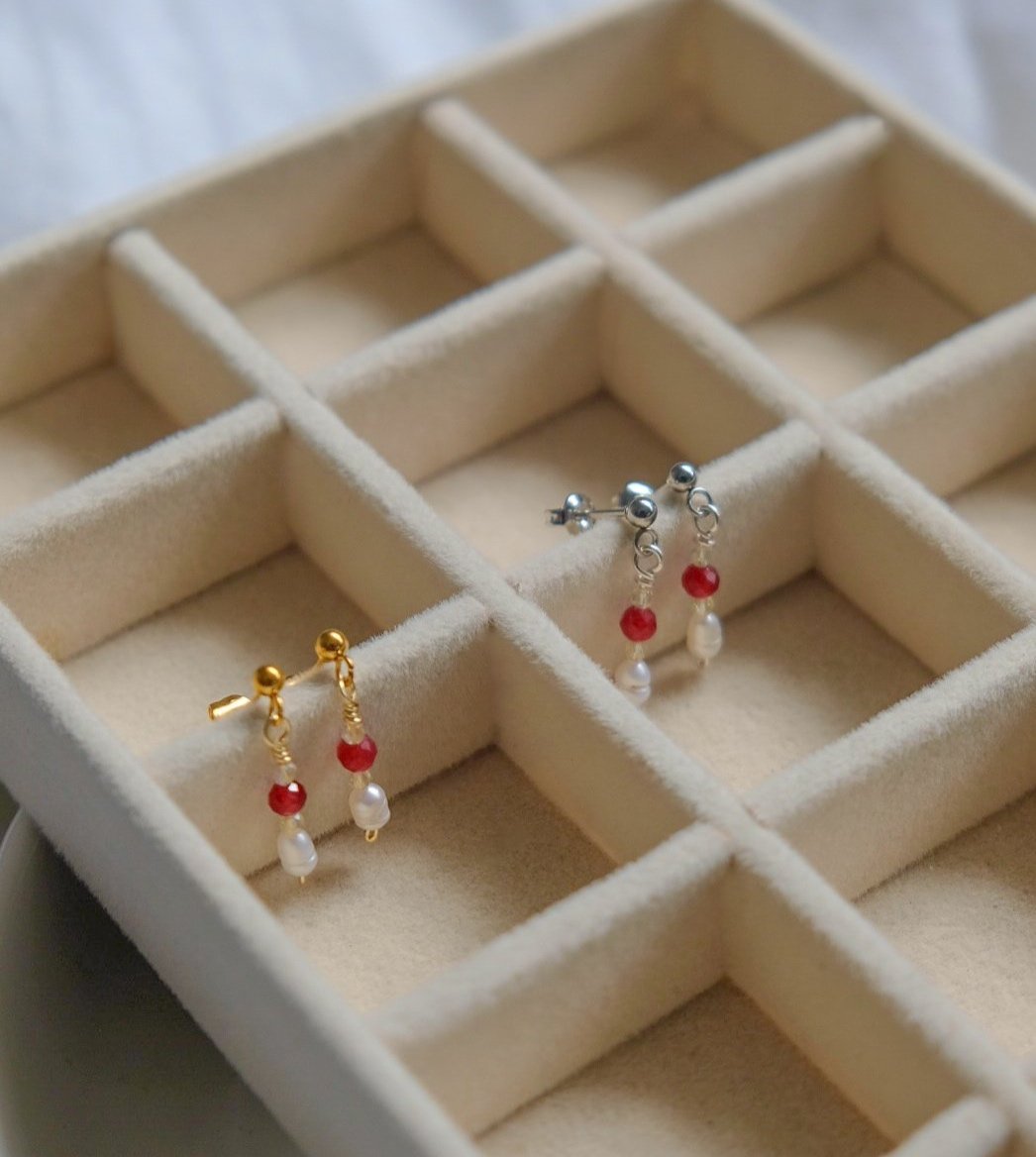 Ruby Stud Drop Earrings