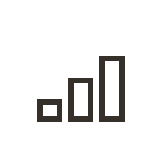 Simple black icon of a bar graph with three ascending bars.