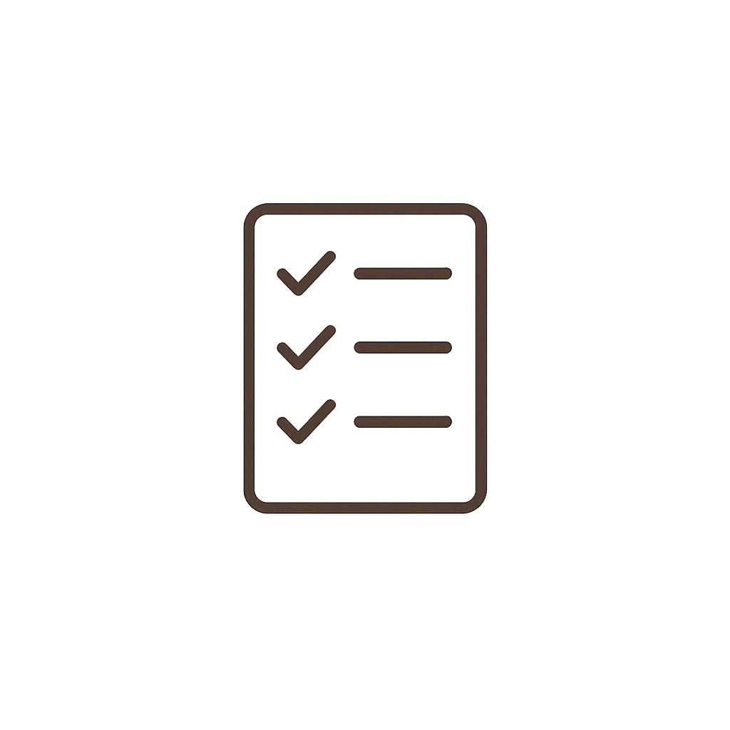 A digital checkmark list icon with three checked boxes on a grey background