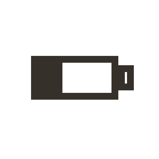 Icon of a battery with a low charge indicator