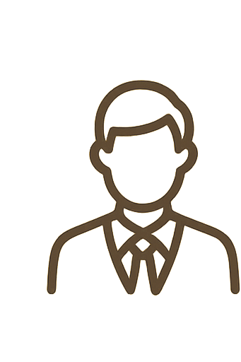 Outline drawing of a man in a suit with a tie.