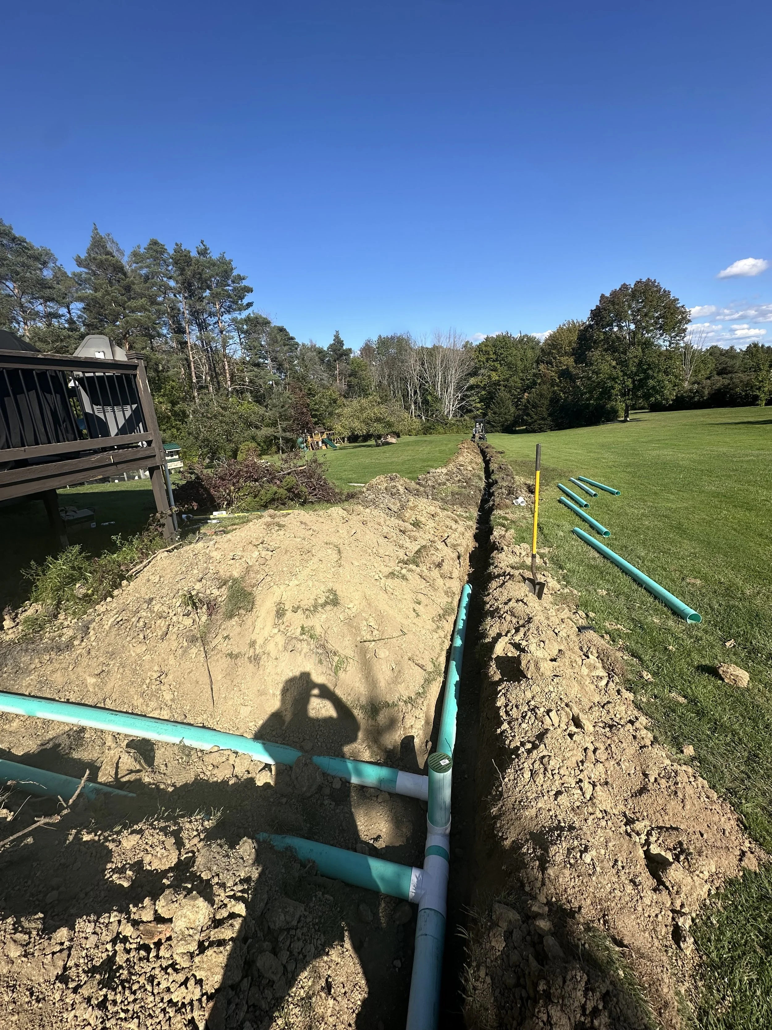 Ran the pipe 400+ ft to the woodline