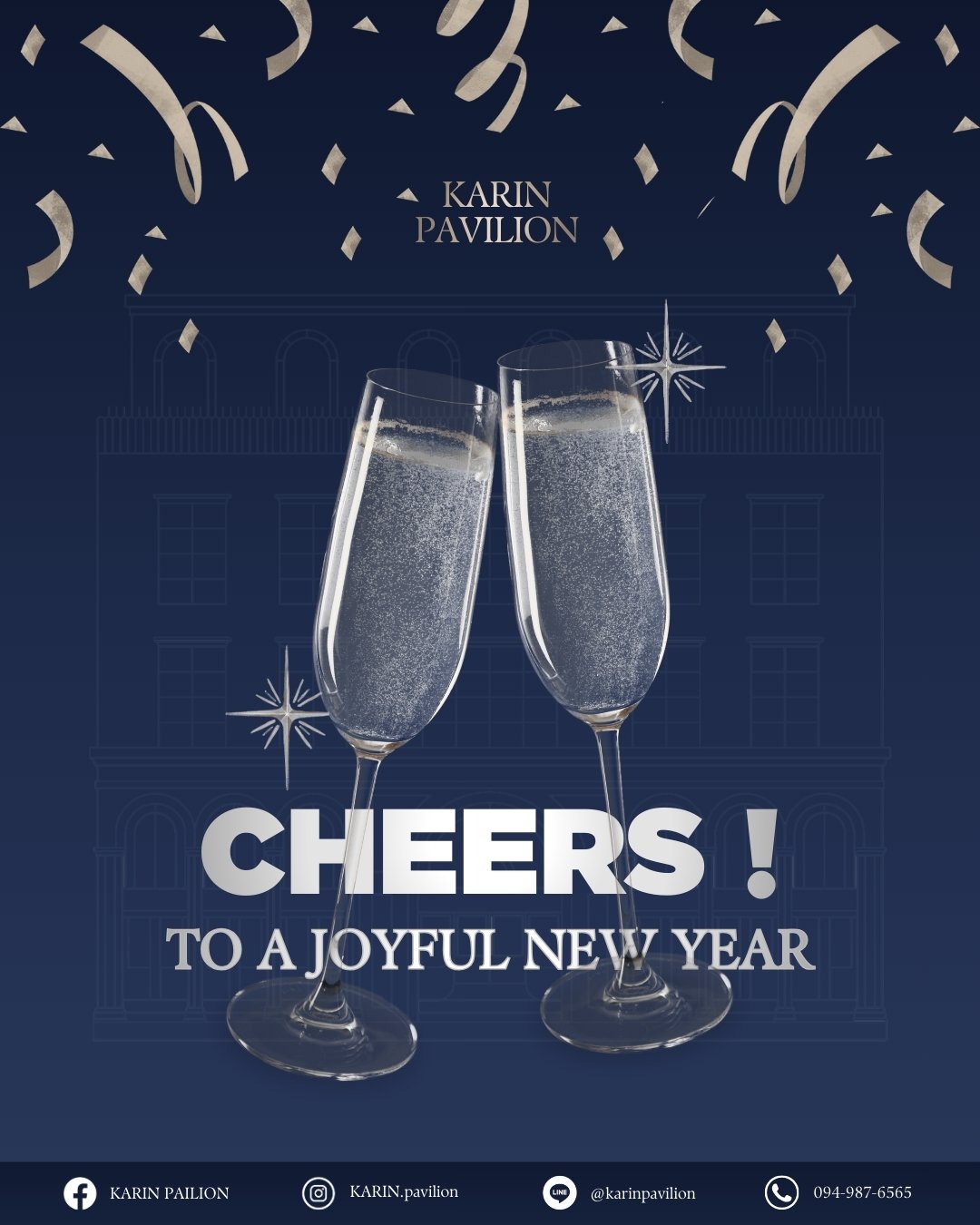 Cheers to a joyful New Year 🥂✨
ขอให้ปีใหม่นี้เต็มไปด้วยรอยยิ้ม ความสุข
และช่วงเวลาดี ๆ ที่น่าจดจำตลอดทั้งปี 🤍

Your memories begin here!

📞 โทร : 094-987-6565
📱 Line : @&zwnj;karinpavilion หรือ https://lin.ee/eOlnNdD
📌 Maps : https://maps.app.go