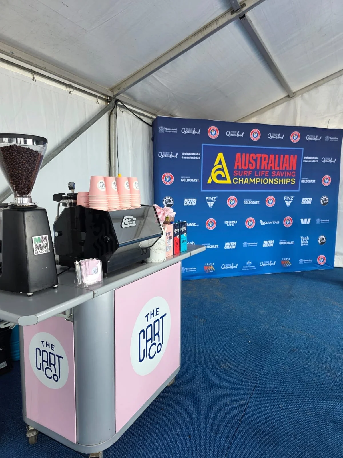 The Cart Co QLD coffee cart at a Gold Coast surf lifesaving event