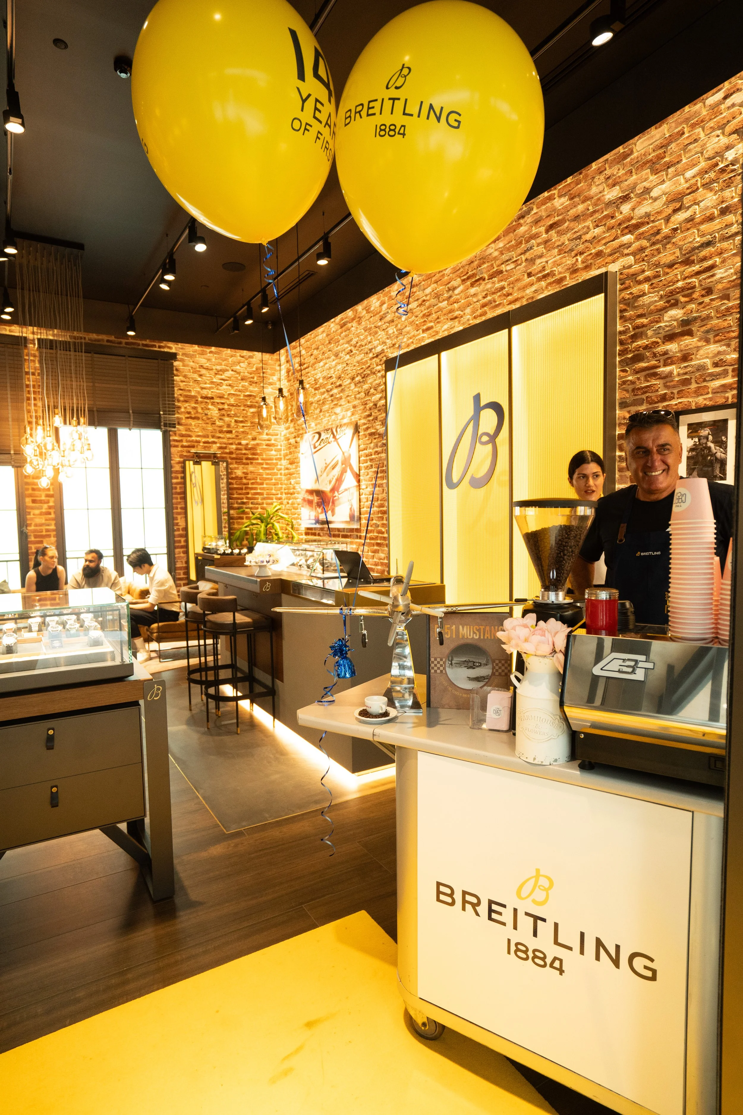 Branded coffee cart at a promotional event